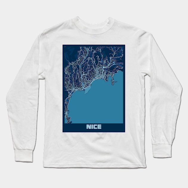 Nice - France Peace City Map Long Sleeve T-Shirt by tienstencil